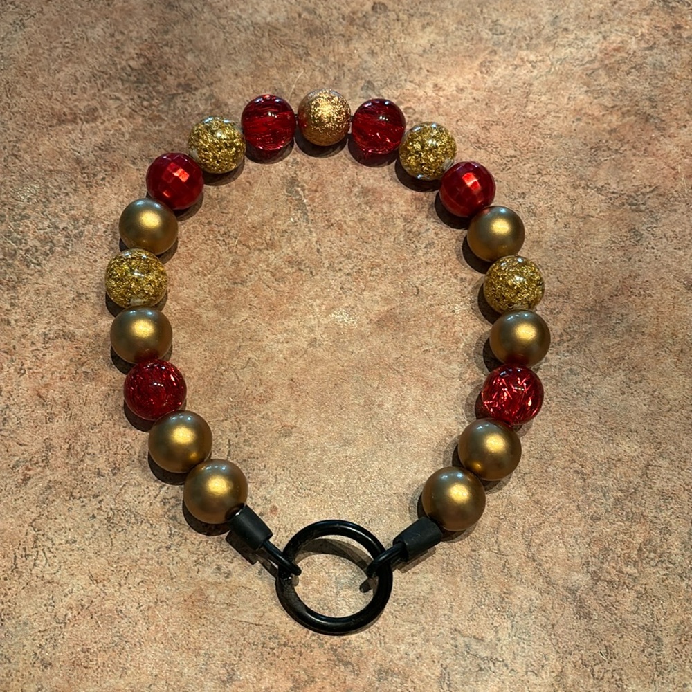 Chinese new year inspired beaded pet collar. 49ers football.